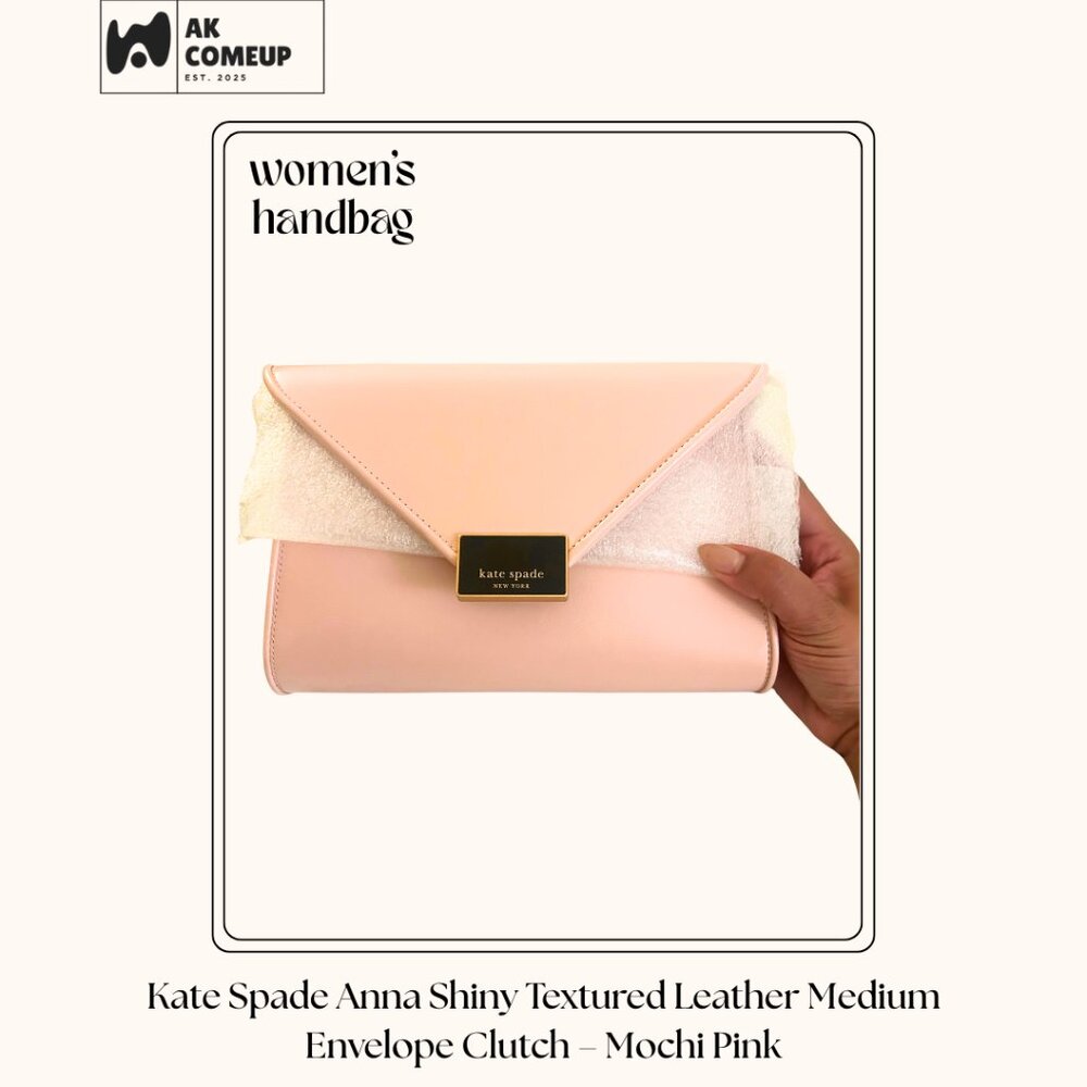 Kate Spade Anna Shiny Textured Leather Medium Clutch/Crossbody – Mochi Pink